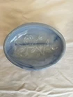 Vintage Avon May 1978 Raised Blue Milk Slag Glass Rose Oval Soap Dish
