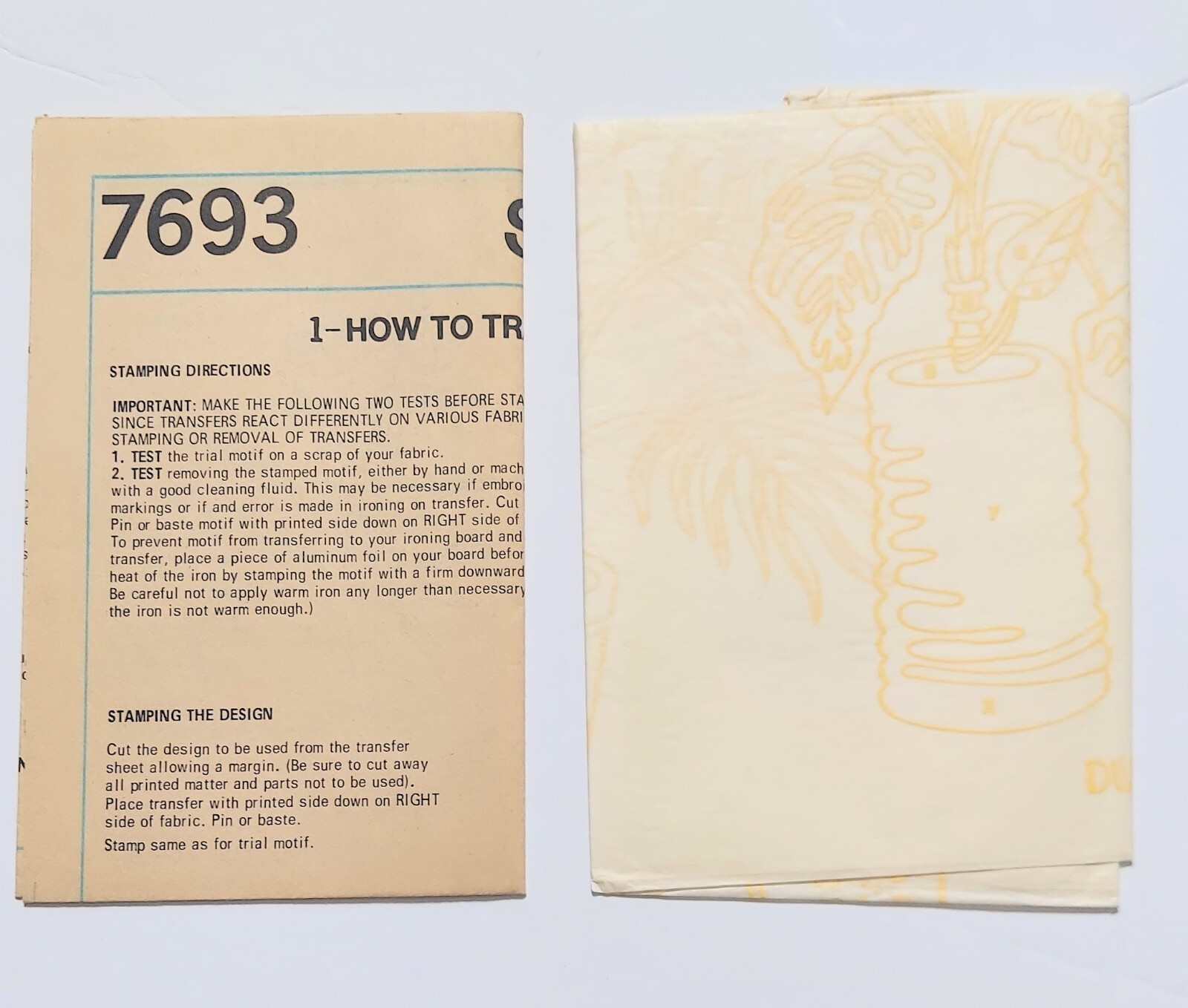 Simplicity Enbroidery Design Transfer Pattern 7693 Plant Variety 1976 ...