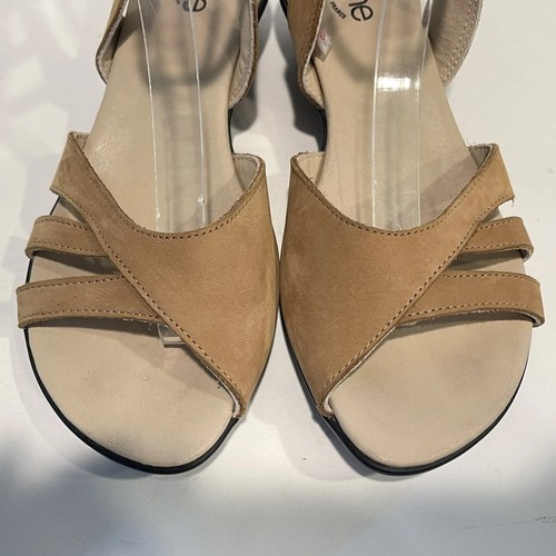 Arche Ankle Straps Wrap Up Sandals Beige Nubuck Comfort Heels Women's Size 38 7 - Picture 9 of 14