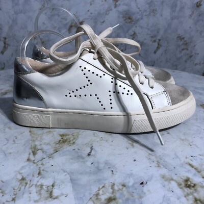 Steve Madden Women's Sz 5M Shoes White Gray Leather Comfort Fashion Low  Sneakers