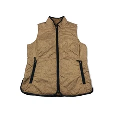 Eddie Bauer Goose Down Tan Filigree Design Quilted Vest Size small