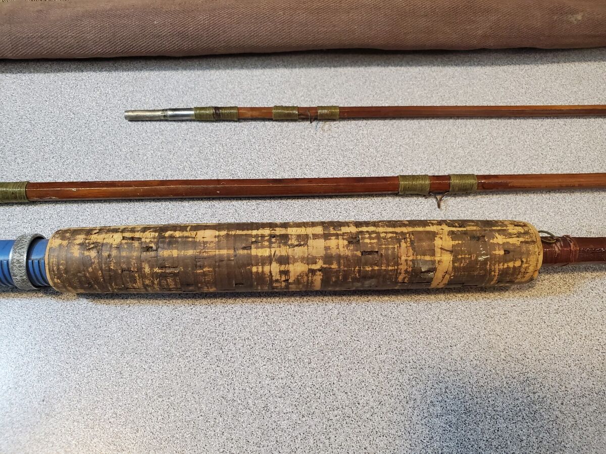 Vintage Blue Handle Bamboo Fly Rod, BLUE STREAK, 8 ft (96.5 in), Montague