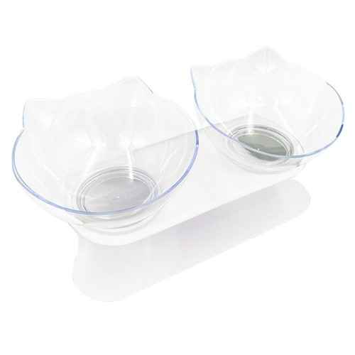 Cat Bowls Tilted Platform Double Cat Bowl with Stand Raised Pet Feeding Bowl - Picture 11 of 11
