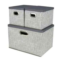 Foldable Storage Bins with Lids, Stackable Collapsible Storage Containers, 3 Pc