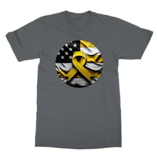 Appendix Cancer Awareness Amber Ribbon American Flag Unisex T-Shirt