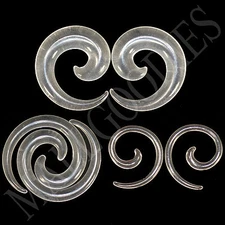 V129 Clear Spiral Swril Stretchers Tapers Expanders 4 2 0 00G Gauges 1/2" Plugs