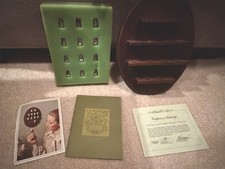 FULLSET FRANKLIN MINT THIMBLES, FLOWERS OF HOLLAND, 1978 W/ COA, WOOD DISPLAY