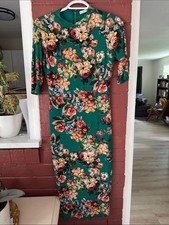 Alice + Olivia Delora Fitted Green Floral Midi Dress