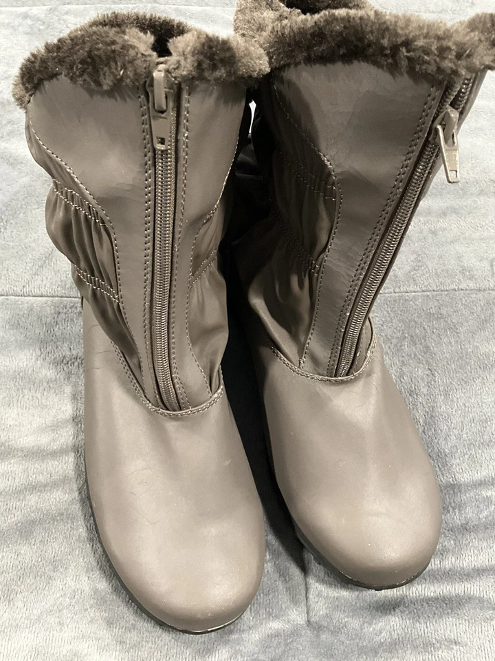 Sporto Sally Winter Boots Womens 12 M coffee Faux Fur Lined Lug Soles Zip Up Mid - Image 3 of 4