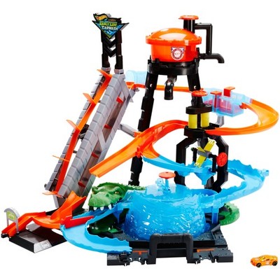 Hot Wheels Ultimate Gator Car Wash Play Set w/ Color Shifters Car,Free Shipping