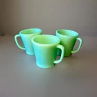 3 Vintage Anchor Hocking Fire-King Jadeite Mugs "D" handle style 1940s & 1950s