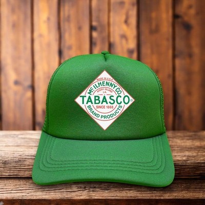 Tabasco Mens Trucker Hat Green Snapback Hot Sauce 1868 Original Logo Ball  Cap