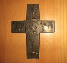 Bronzekreuz Wandkreuz 14 cm x 11 cm - Stationen Jesu Karwoche