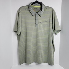 Eddie Bauer Men's Adult Size L Polo Travex Golf Outdoors Blue Cotton Short Green