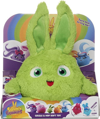 Sunny Bunnies Giggle & Hop Bunny Plush Sound Vibration Small 6-14in