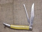Vintage 624 Sabre 2 Blade Fish Scaler Pocket Knife Yellow Handle — photo 5