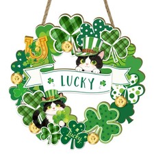 St. Patrick's Day Welcome Sign Wooden Hanging Decor Cat Door Hanging Decoration