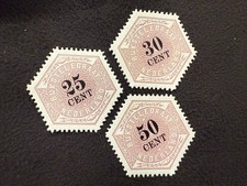 3 pieces Netherlands 1877 NVPH Telegram Stamps MNH Reproduction Stamp sv