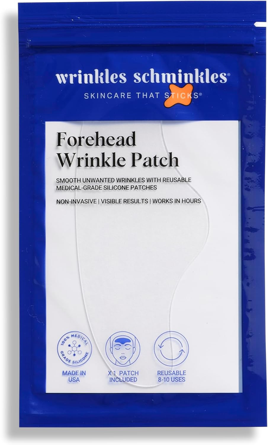 Wrinkles Schminkles Forehead Wrinkle Patches, 1-Pack, Reusable Hypoallergenic Si