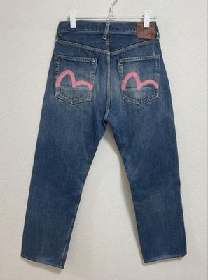 EVISU No.2 Lot.2501 W29 L35 Pink Big Seagull Wide Denim Jeans | eBay