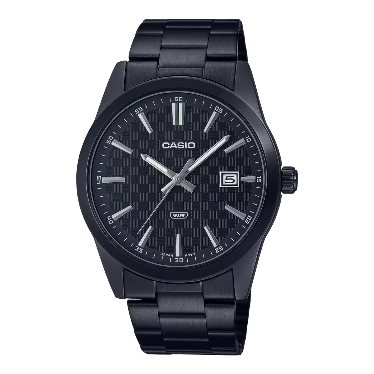 Casio MTPVD03B-1A, Men's Black Ion Plated Bracelet Band, Date, 41MM Case