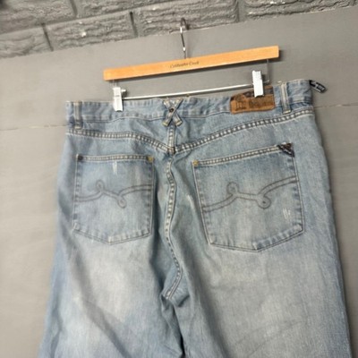 Lugz Mens Baggy Wide Leg Jeans Light Wash Distressed Blue Denim Size 40
