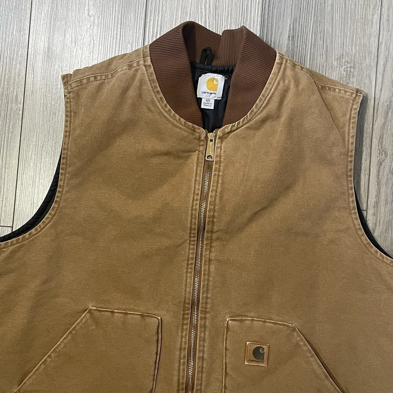 Carhartt V02 Duck Canvas Vest Men's 2XLT Brown Quilt Lined Outdoor Workwear