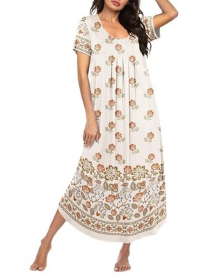 moo moo dress nightgown Ekouaer House Moomoo with Pockets Black / S It features a brushed finish for a luxurious CottageSlumber Romantic Ditsy Floral With