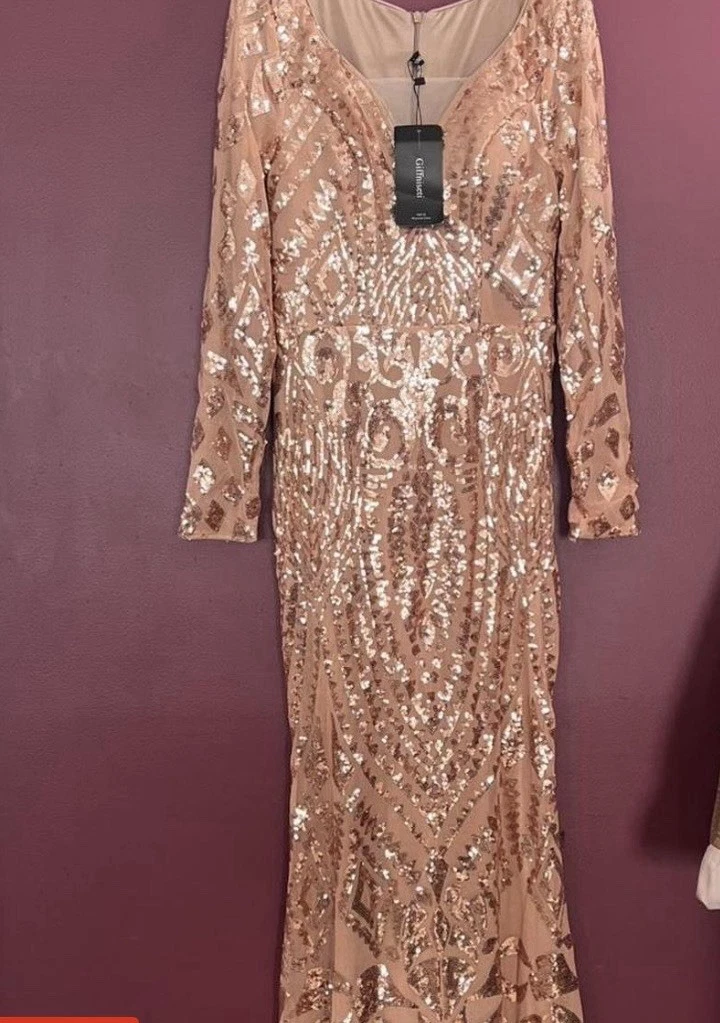 chinese dress ladies Adrianna Papell Lace Long Sleeve Evening Gown Women's Dress Icy Lilac : 6
