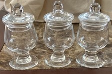 3 Clear Glass Apothecary Jars W/ Lids 4&rdquo; x 2&rdquo; Cottagecore Whimsigoth Vintage