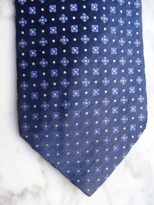 CAMICISSIMA Designer Krawatte 100% SEIDE #ELEGANT DUNKELBLAU/BLÜTEN/MIT FEHLER# - Bild 1 von 4