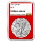 2025 $1 American Silver Eagle NGC MS69 Brown Label Red Core