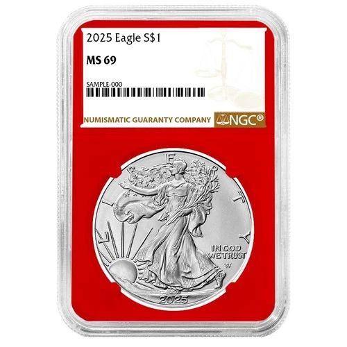 2025 $1 American Silver Eagle NGC MS69 Brown Label Red Core