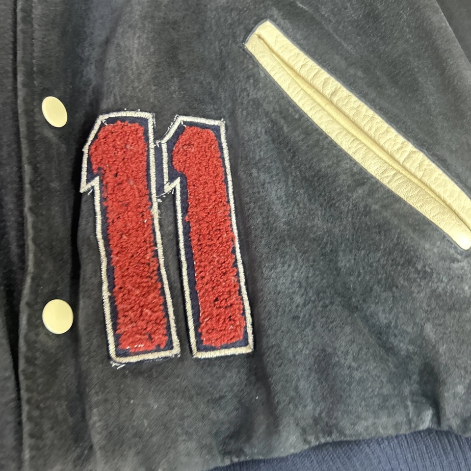 World Soccer Championship Leather Letterman Bomber Jacket Men's M Vintage 90s - Image 3 of 4