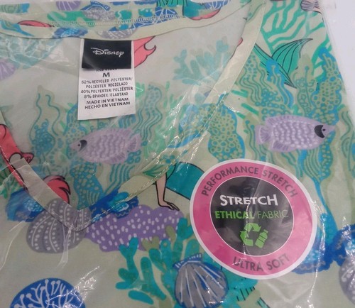 Disney ARIEL Women's Nurse Scrub Top V Neck Ultra Soft Size M NEW SEALED - Picture 2 of 5