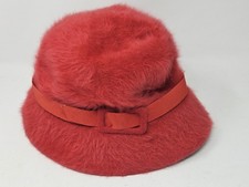 Vintage Kangol Design Red Cap Fur Fuzzy Hat Womens
