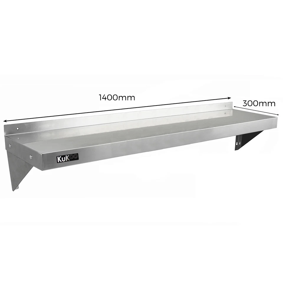 Commercial Kitchen x 2 Stainless Steel Shelves Wall Shelf 1400mm Catering Metal - Image 4 of 4