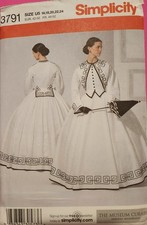 Simplicity 3791, Deborah Woodbridge, Civil War era dress, Sz U5 16-24 UNCUT
