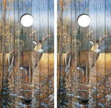 Whitetail Buck Woods Edge Cornhole Board Wrap LAMINATED Decal Vinyl Sticker 4593