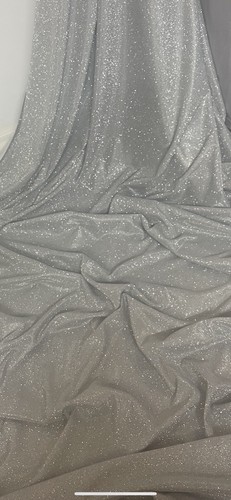 1 mtr white silver sparkly moonlight,stretch dress fabric 58”wide (147cm) C - Picture 1 of 5