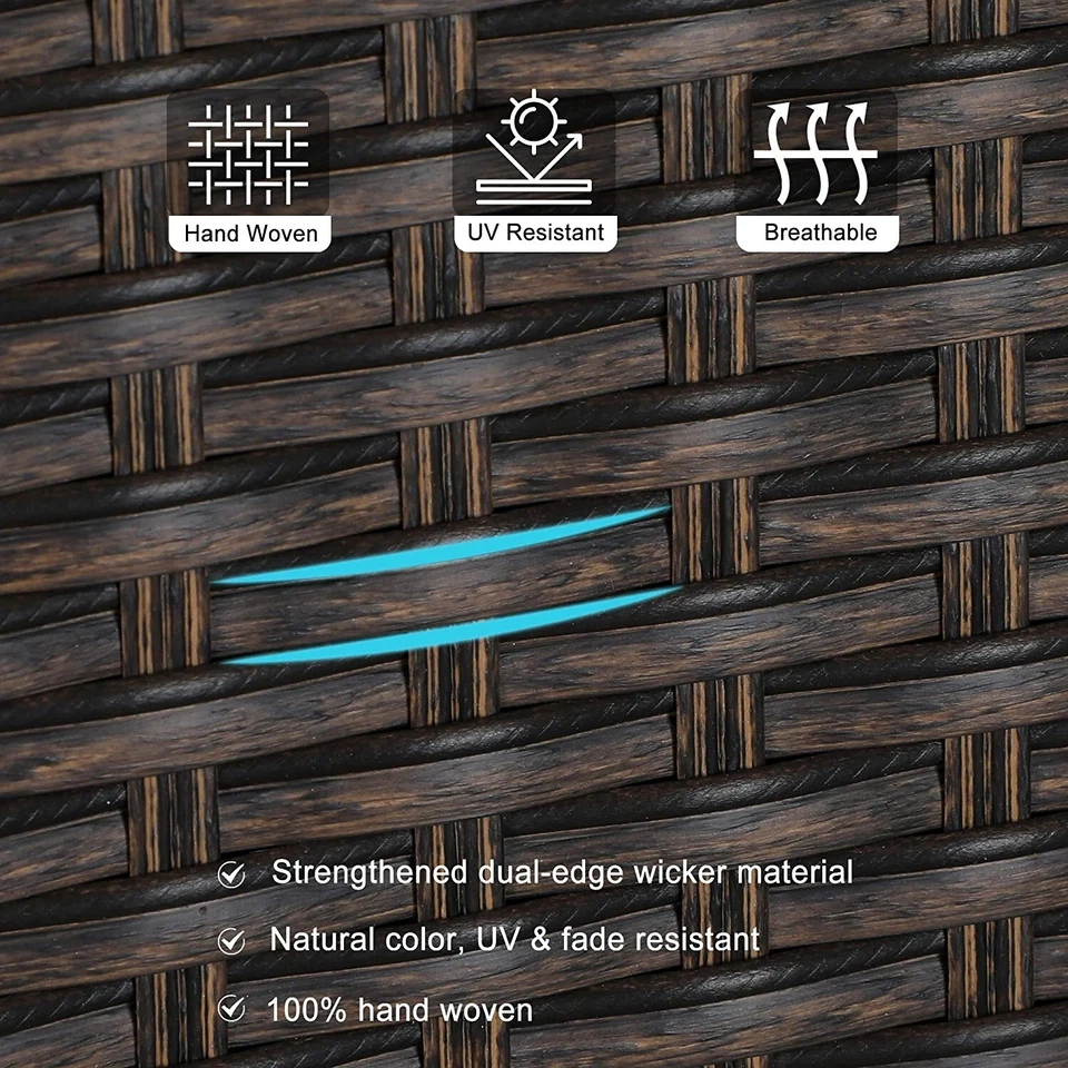 Patio Chairs Set of 4 Rattan Outdoor Dining Chair Wicker Armchair with Cushion - Image 3 of 4