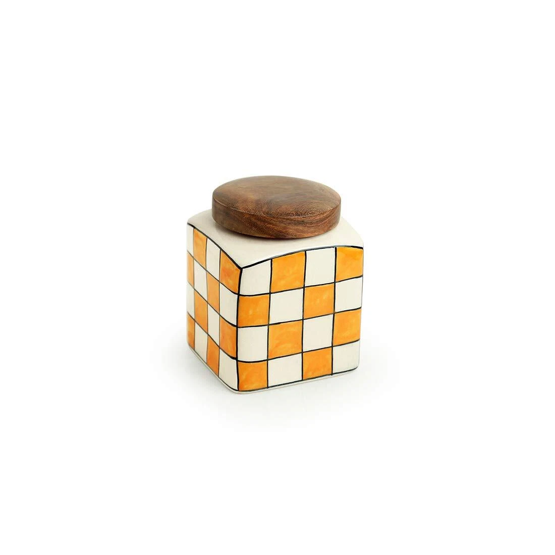 Shatranj Exclusive Hand Painted Ceramic Jar With Lid 4 Inch