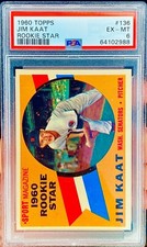 1960 TOPPS ROOKIE STAR #136 JIM KAAT RC SENATORS HOF PSA 6 A3348279-472