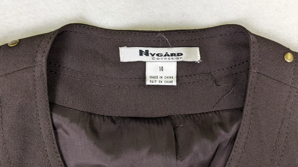 Blazer Traje Chaqueta Mujer Colección Nygard Talla 14 Marrón Cremallera Completa NUEVO Foto 4 de 4