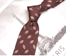 New Classic Polka Dot Brown JACQUARD WOVEN 100 Silk Men's Necktie Tie