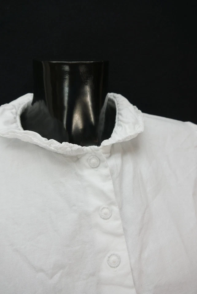 Gr.48 Dirndlbluse weiß Bluse für Dirndl Baumwolle mit Spitze B10539 - Bild 2 von 4