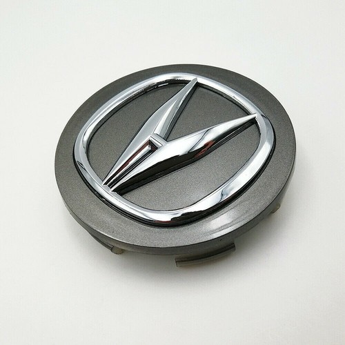 4PCS 69mm Wheel Rims Center Hub Cap Covers Grey & Chrome Badge Logo For ACURA - Picture 2 of 5