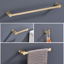 Brushed Gold Bathroom 50CM Towel Bar Toilet Paper Holder Accessory Robe Hook SUS