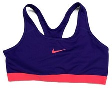 Nike Women's Dri Fit Racerback Wireless Sports Bra Stretch Purple Pink Size L
