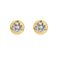 14K Gold 5MM April Birthstone Round Stud Earrings - For Womens Diamond